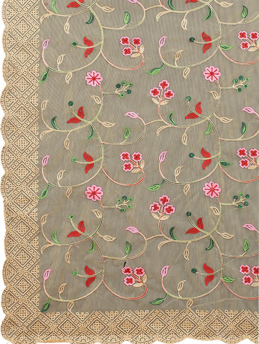 beige net embroidered saree with blouse - 19325732 - Standard Image - 4