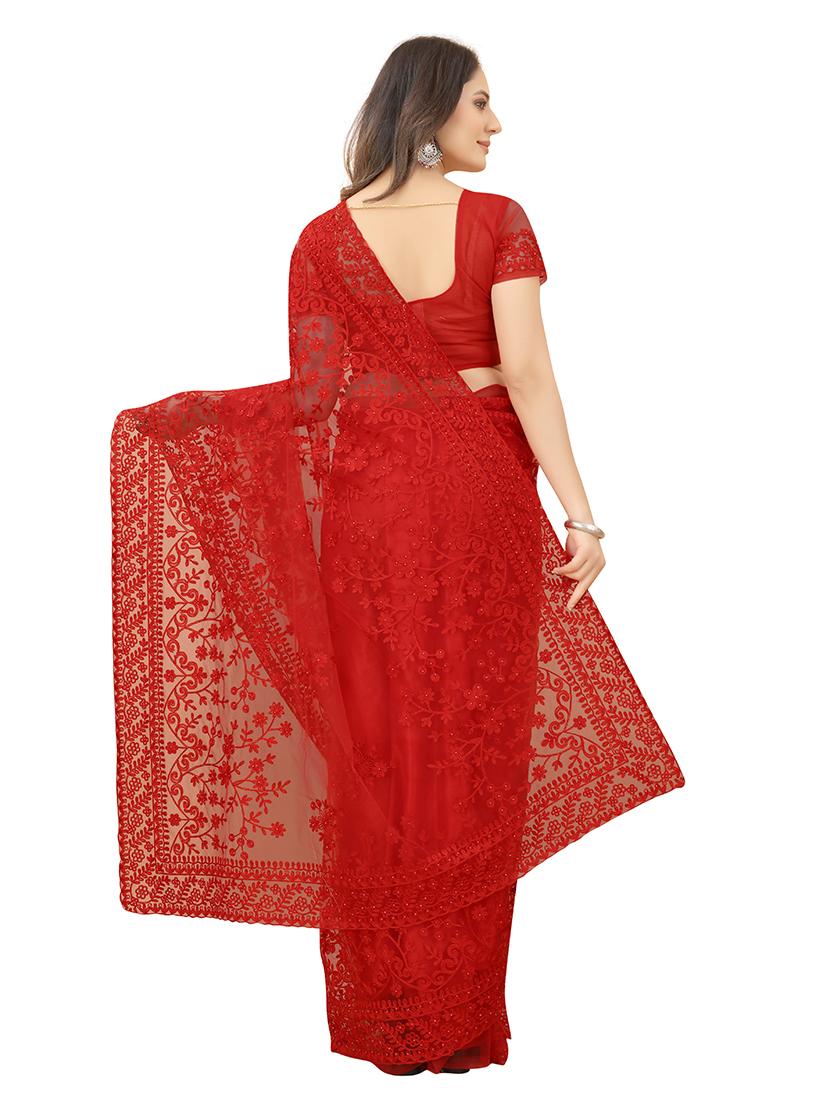red net embroidered saree with blouse - 19325735 -  Standard Image - 1