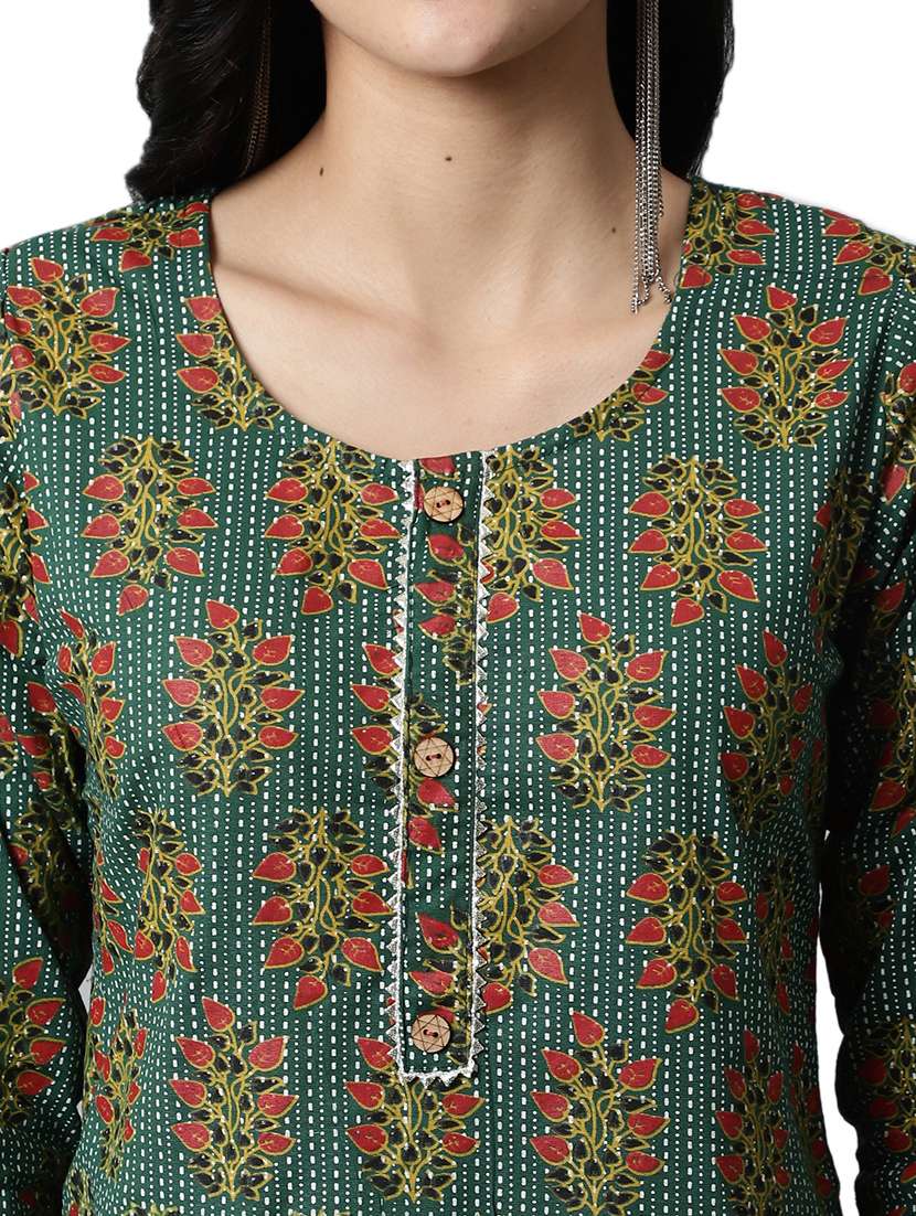 women three quarter sleeves straight kurti - 19326046 -  Standard Image - 4
