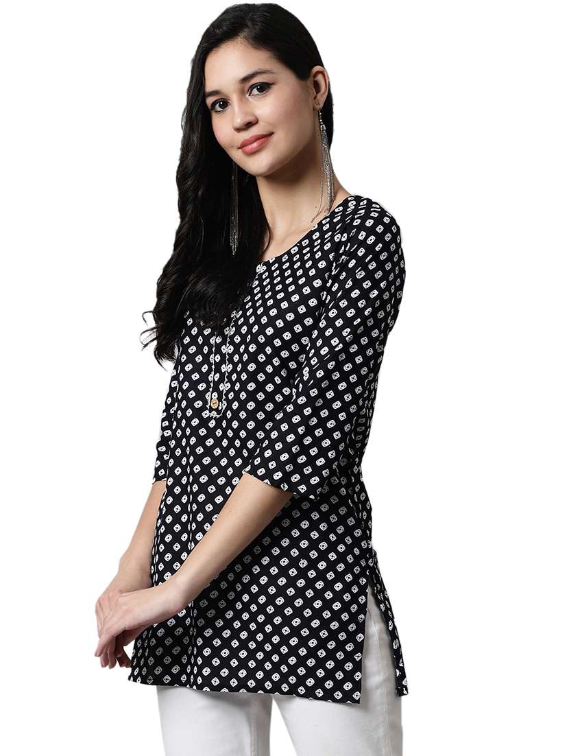 black cotton straight kurti - 19326052 -  Standard Image - 1