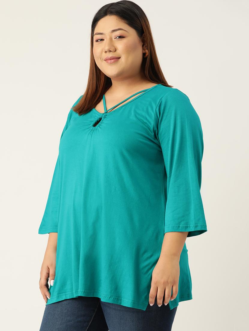 women's a line key hole neck top - 19326119 - Standard Image - 1