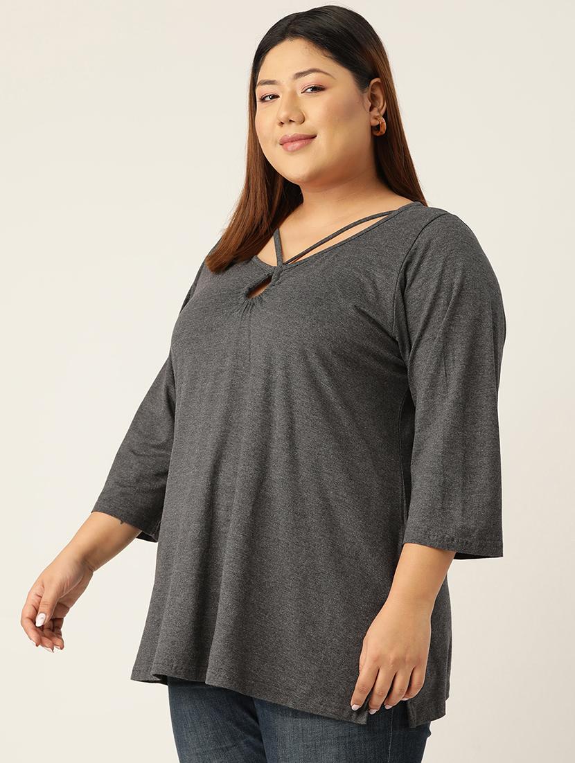 women's straight round neck top - 19326120 - Standard Image - 1
