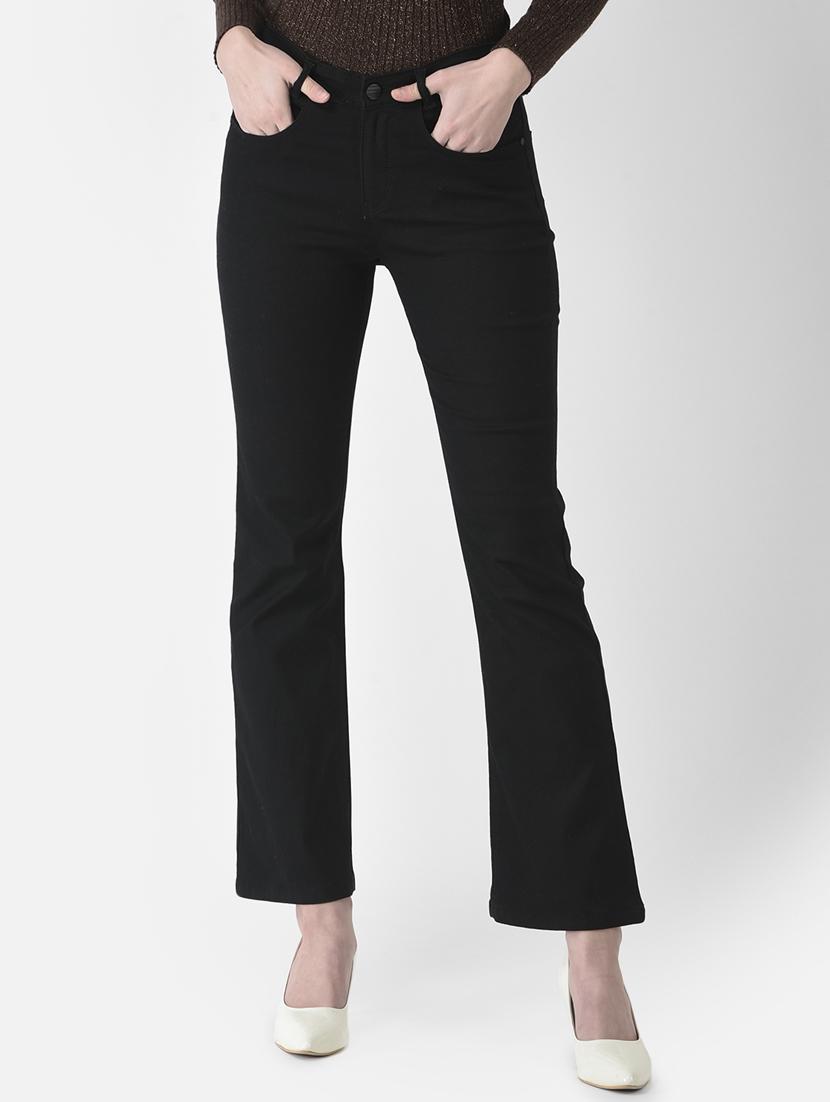black solid denim jeans