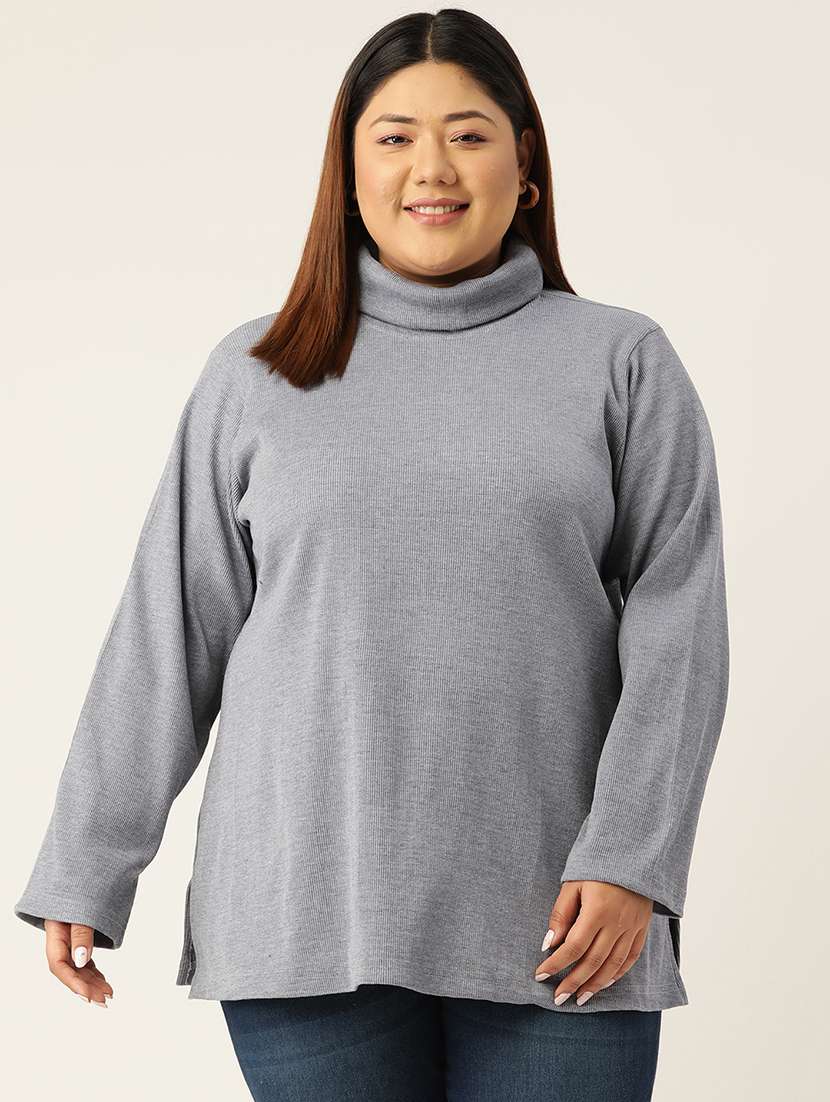 women's straight high neck top