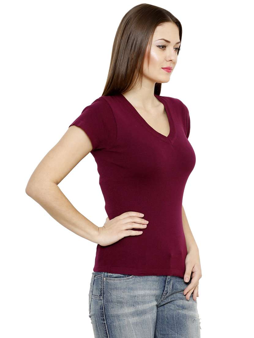 women's a line v neck top - 19326601 - Standard Image - 1