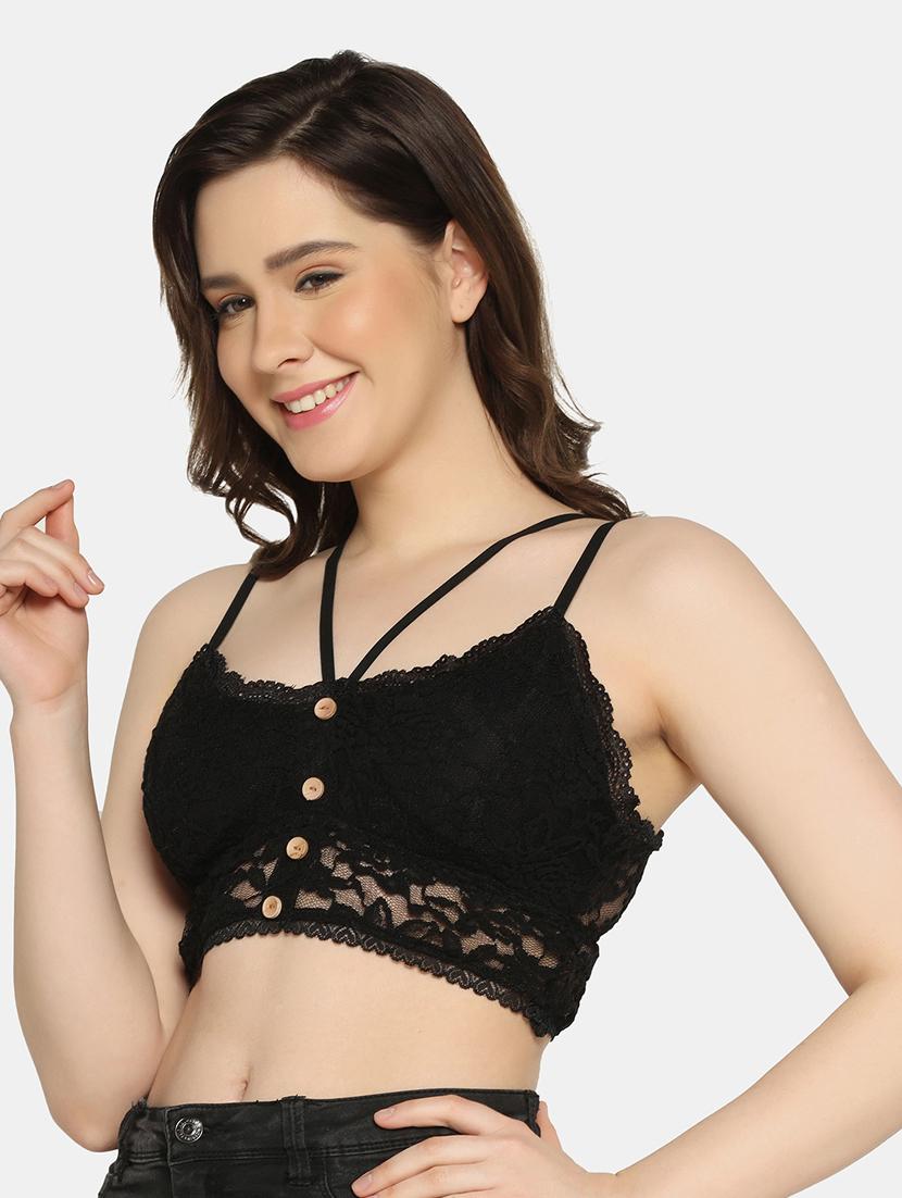 black self design bralette - 19328639 -  Standard Image - 1