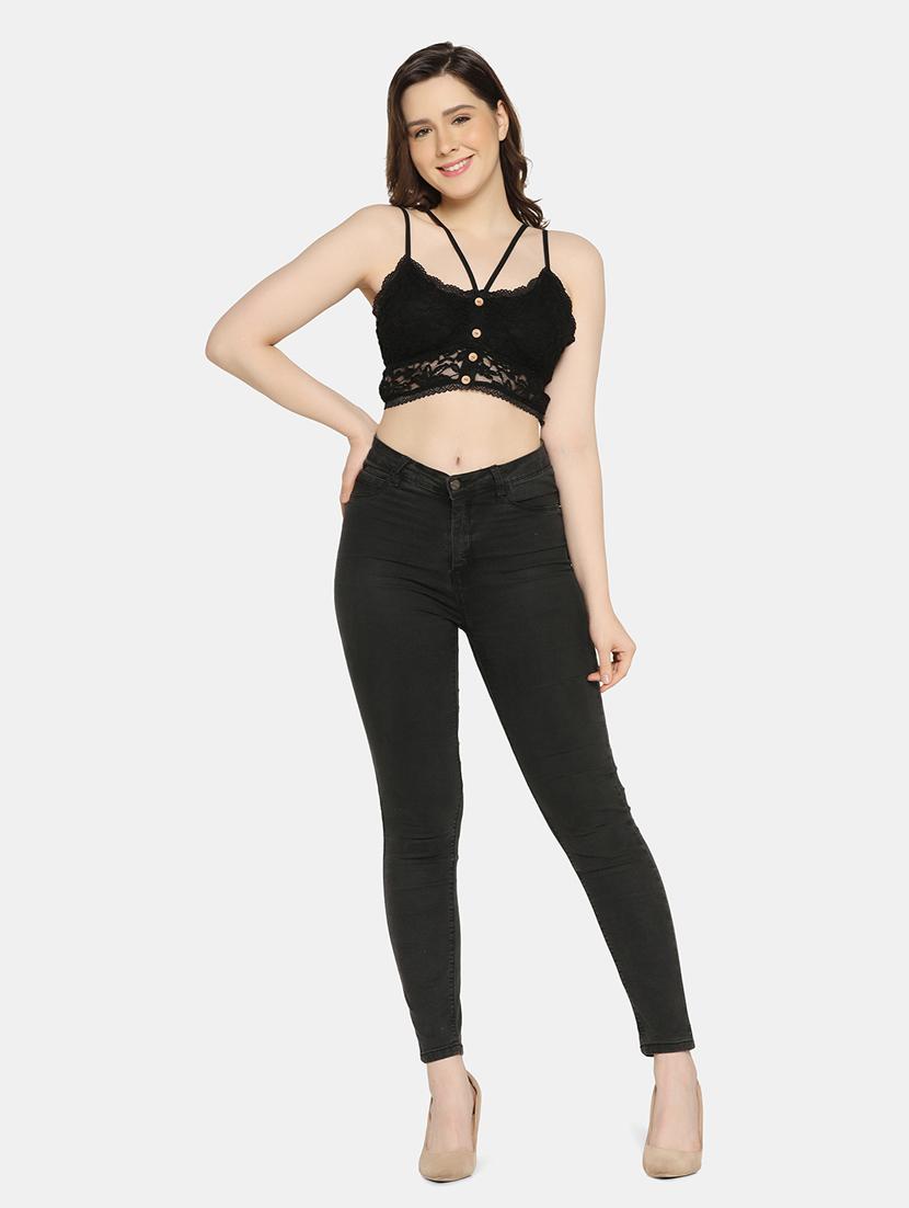 black self design bralette - 19328639 - Standard Image - 4