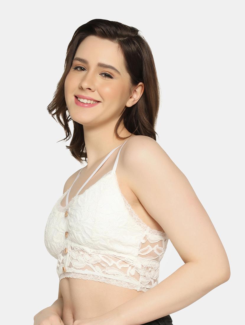 white self design bralette - 19328640 - Standard Image - 1