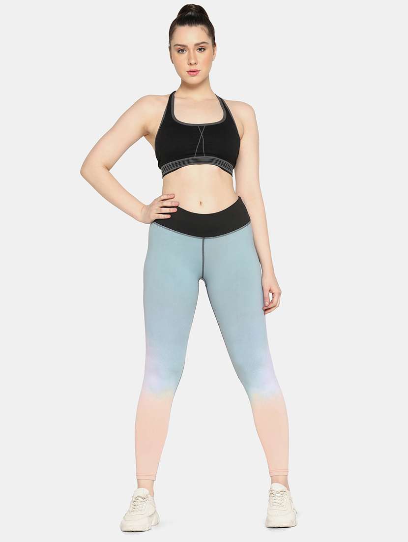 blue coloiured high rise yoga pants - 19328673 - Standard Image - 4
