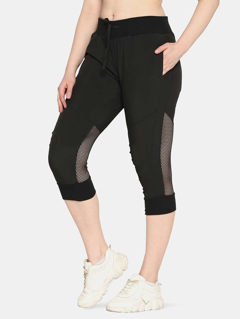 black mid rise yoga pants - 19328677 - Standard Image - 1