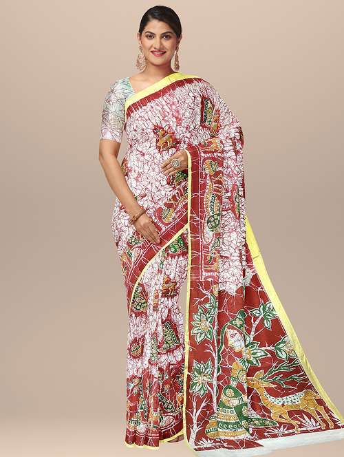 women's printed red colored saree with blouse - 19328773 - Standard Image - 0