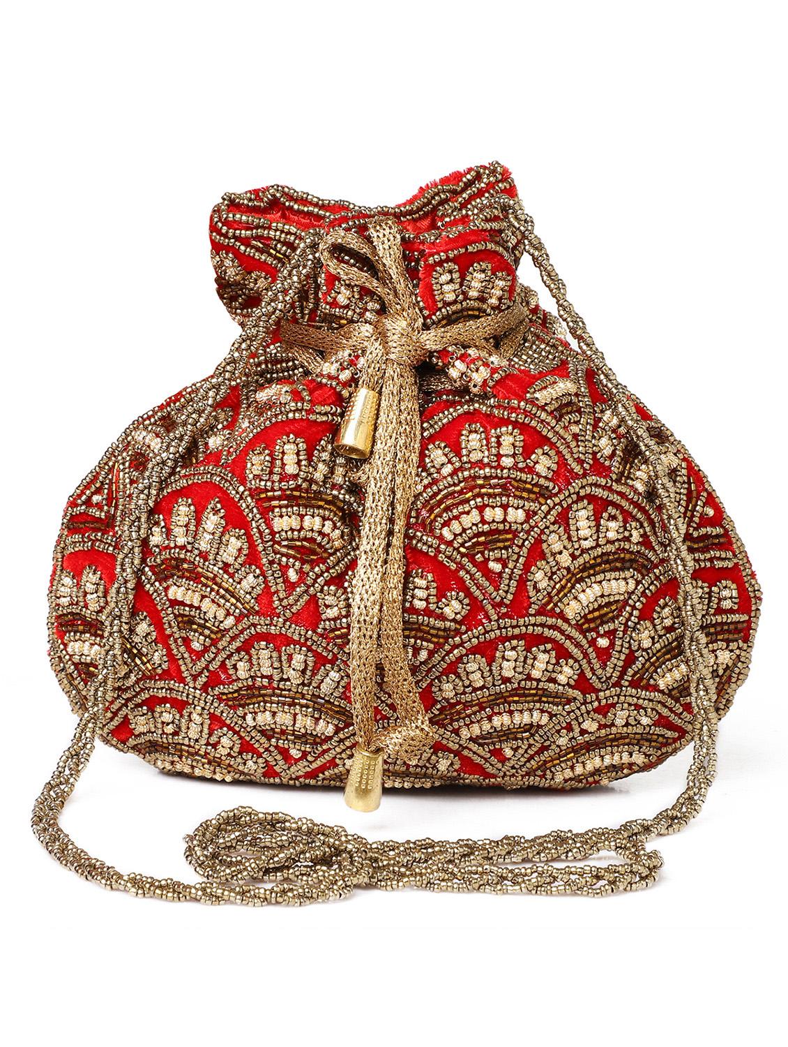red velvet ethnic potli - 19328874 - Standard Image - 1
