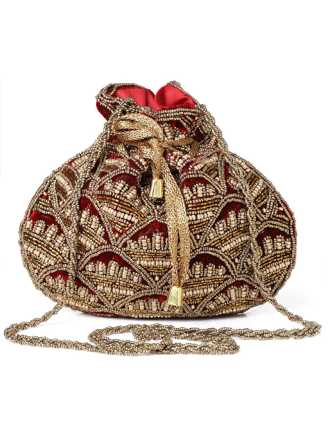 red velvet ethnic potli - 19328875 - Standard Image - 1