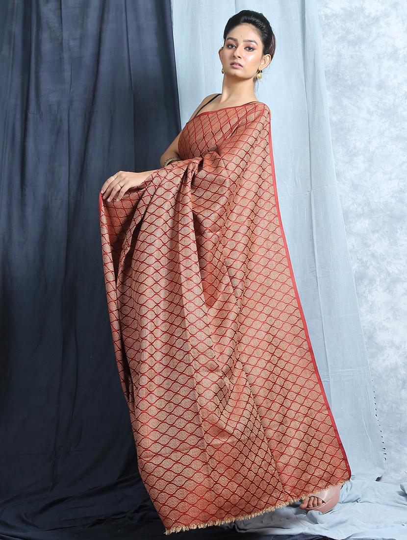 women's self design brown colored saree with blouse - 19328885 -  Standard Image - 1