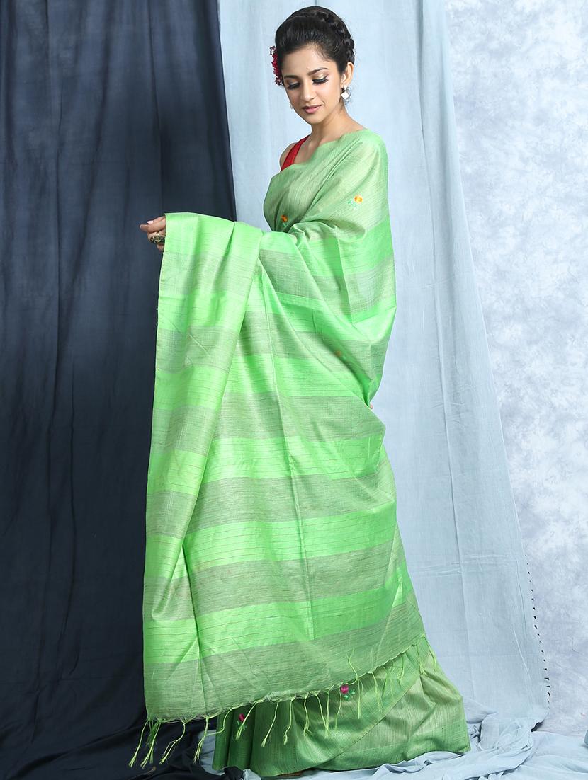 women's self design green colored saree with blouse - 19328888 -  Standard Image - 1