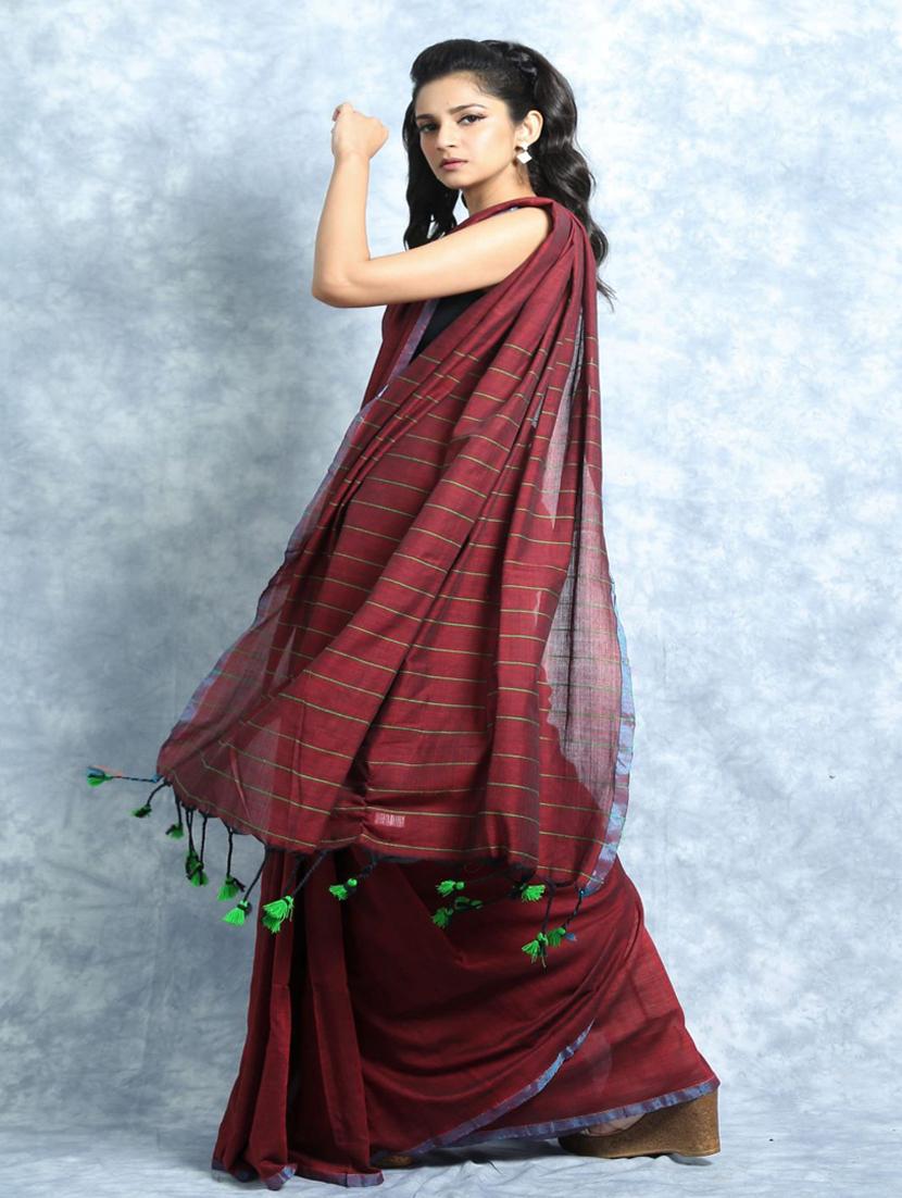 women's self design maroon colored saree with blouse - 19328911 - Standard Image - 1