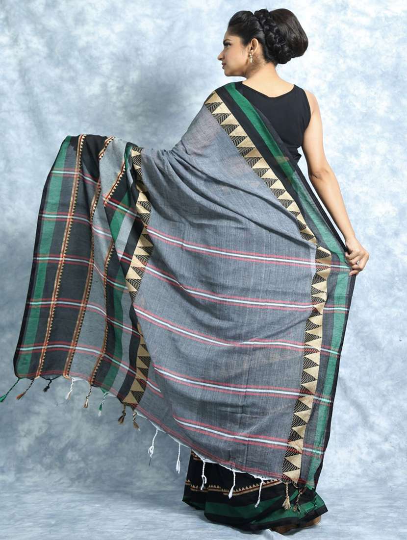 women's printed grey colored saree with blouse - 19328912 - Standard Image - 1
