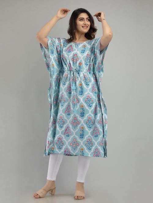 round neck printed kaftan - 19328965 - Standard Image - 0