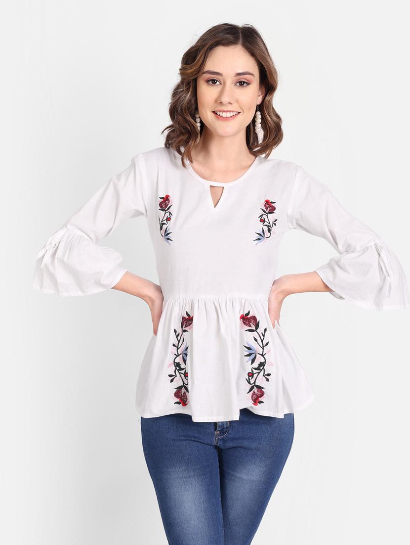 women's peplum key hole neck top - 19329154 -  Zoom Image - 0
