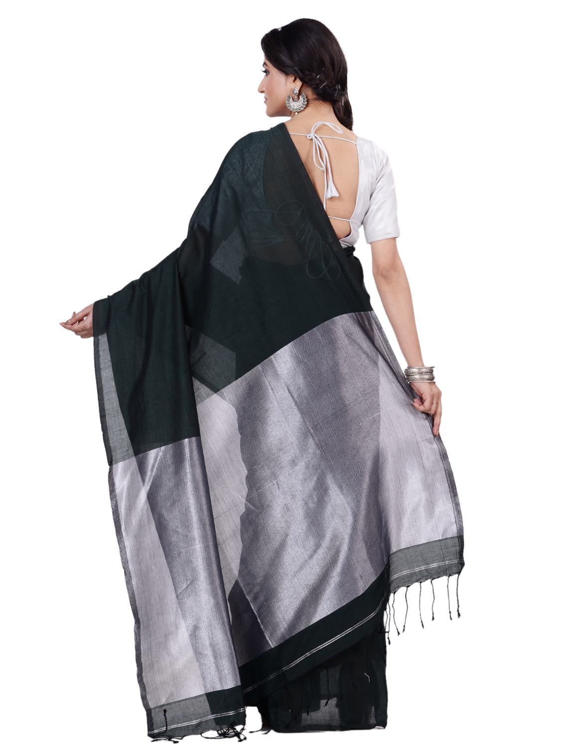 women's self design black colored saree - 19329309 -  Standard Image - 1