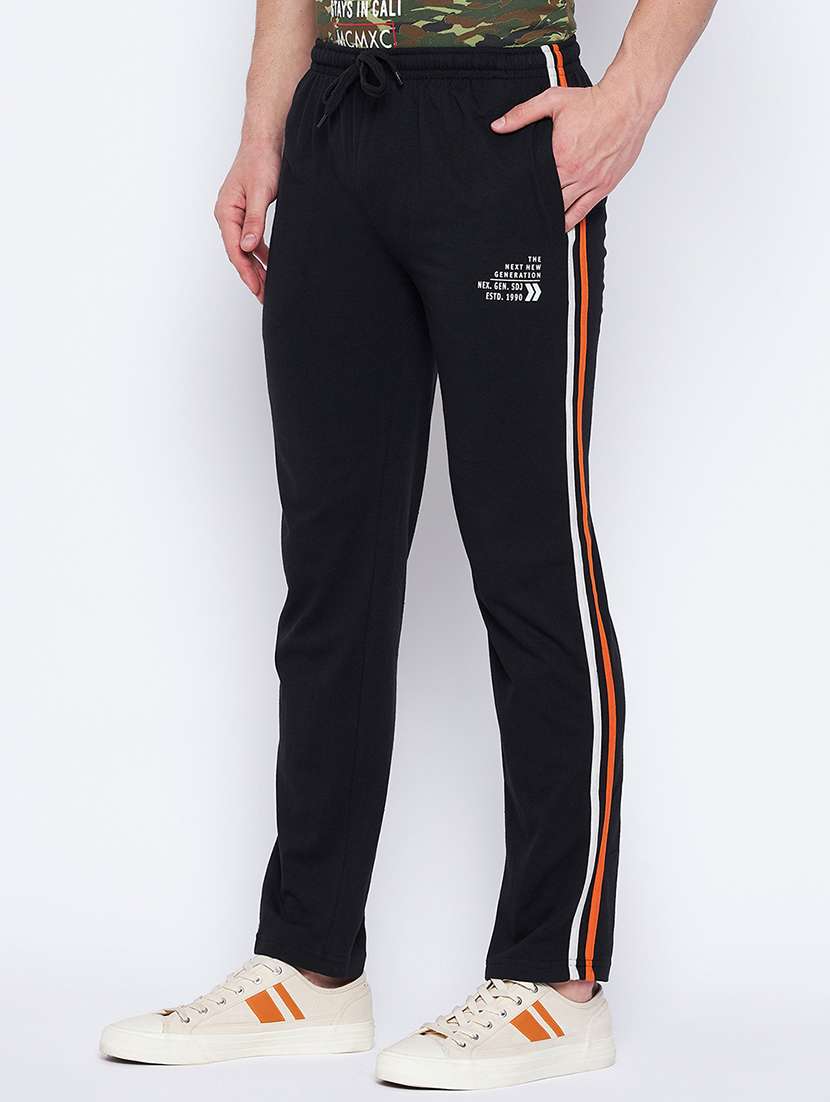 black solid full length track pant - 19329808 -  Standard Image - 1