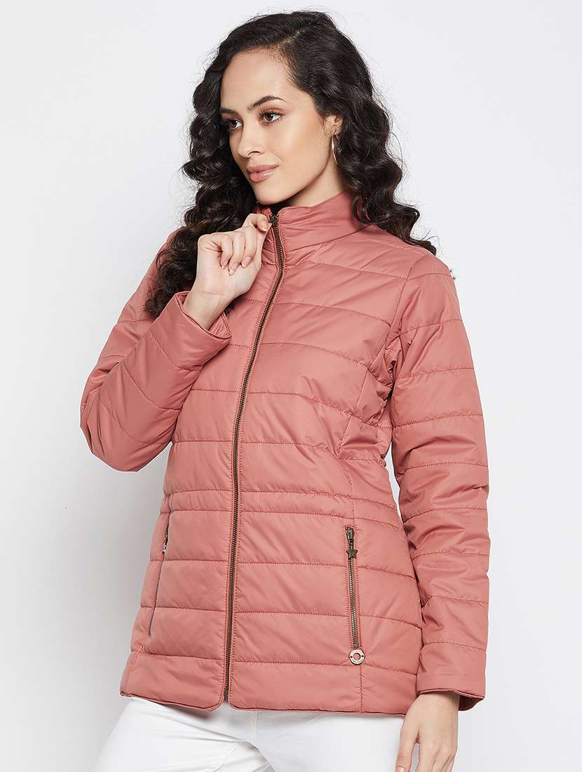 women solid long sleeve quilted jacket  - 19330500 -  Standard Image - 1