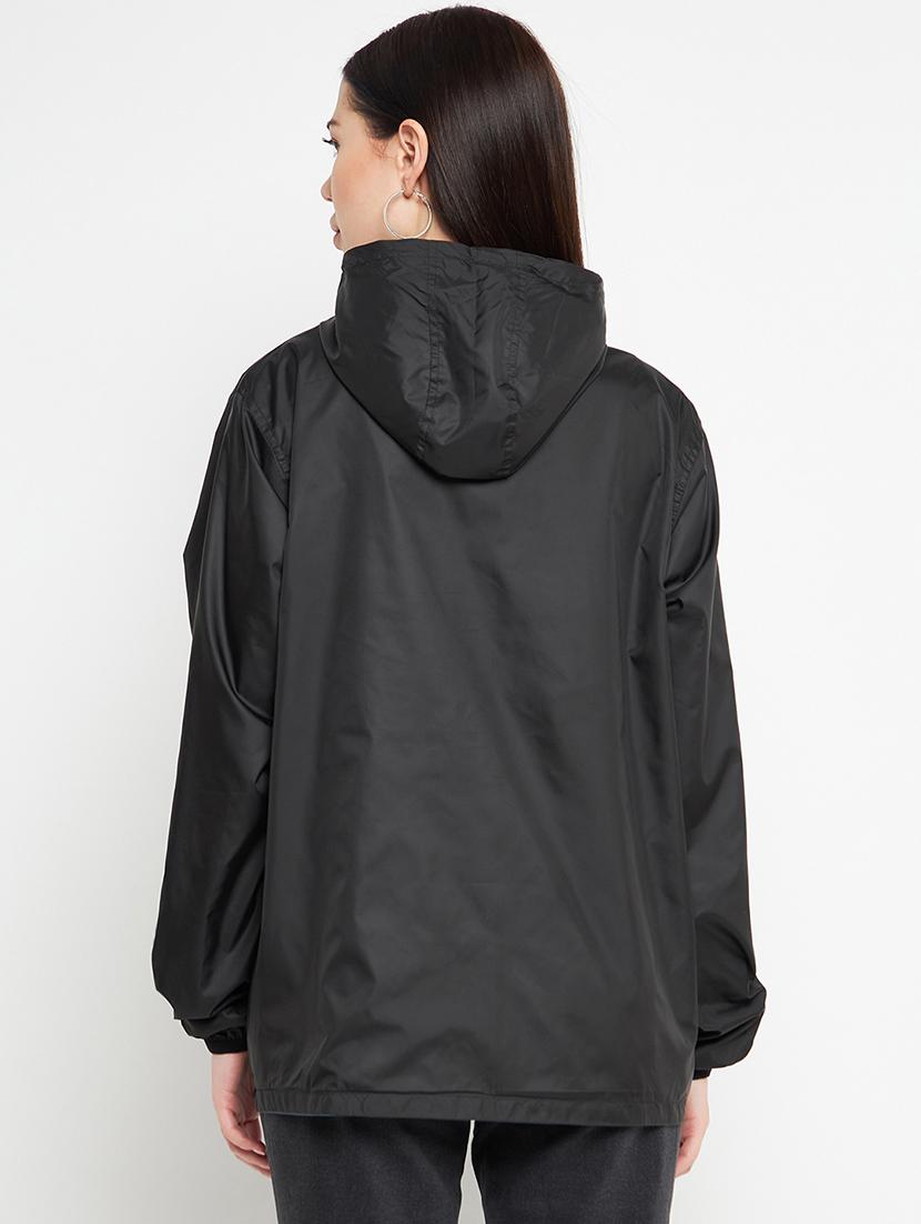 hood neck solid bomber/biker jacket - 19334987 - Standard Image - 1