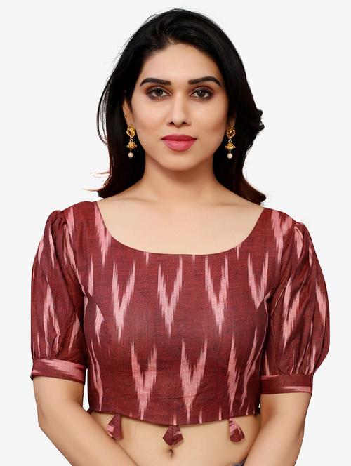 women ikat puff sleeve regular stitched blouse - 19335141 - Standard Image - 0