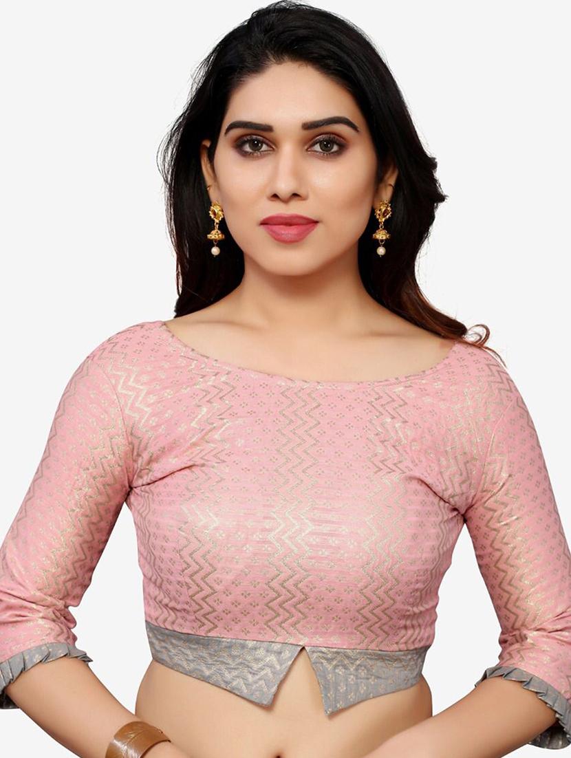 women pink self design stitched blouse - 19335153 -  Zoom Image - 0