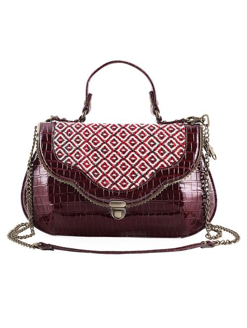 brown self design sling bag - 19335163 -  Standard Image - 0