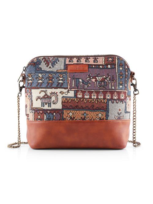 brown cotton sling bag - 19335181 - Standard Image - 0