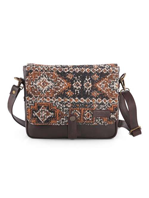 brown cotton sling bag - 19335195 - Standard Image - 0