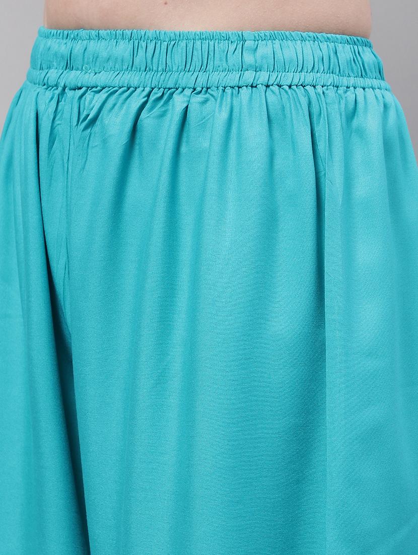 turqouise viscose flared palazzo - 19335387 - Standard Image - 4