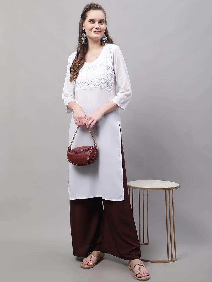 brown viscose flared palazzo - 19335391 -  Standard Image - 4