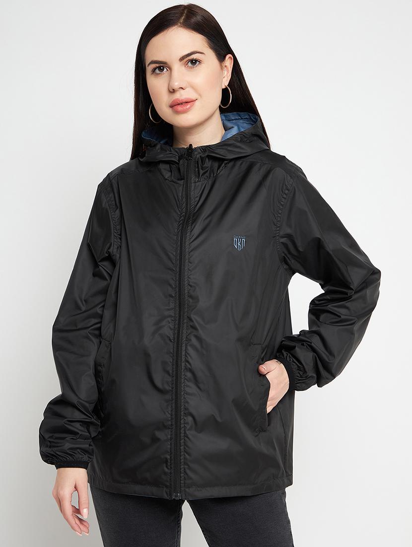 hood neck solid bomber/biker jacket - 19335507 - Standard Image - 1