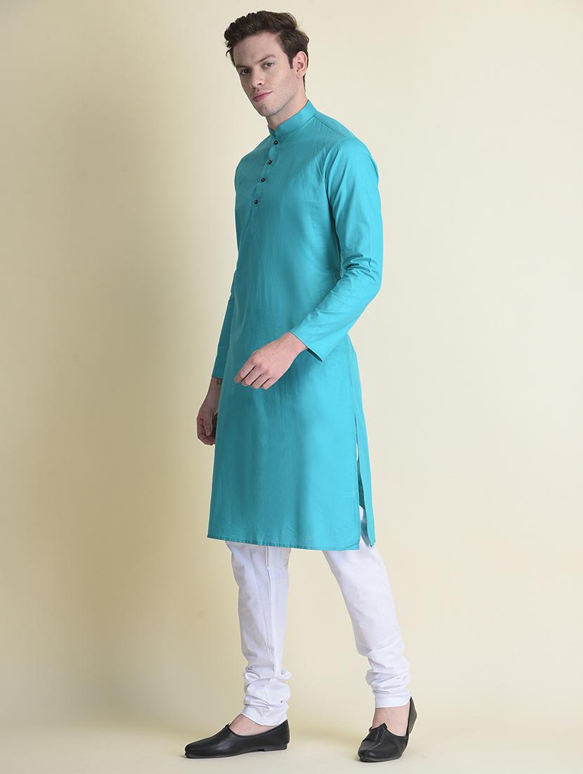 light blue solid long kurta - 19336952 - Standard Image - 1