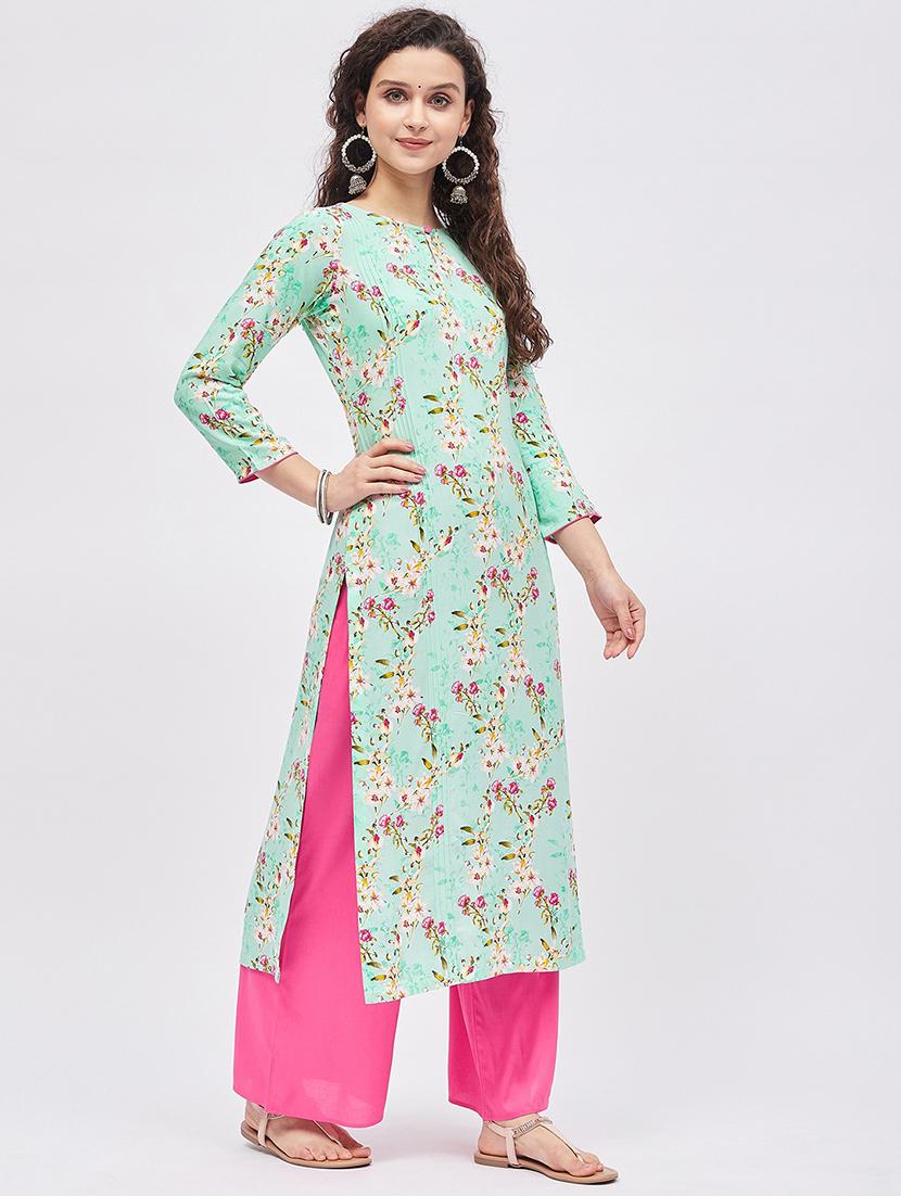 printed kurta palazzo set - 19337014 -  Standard Image - 1