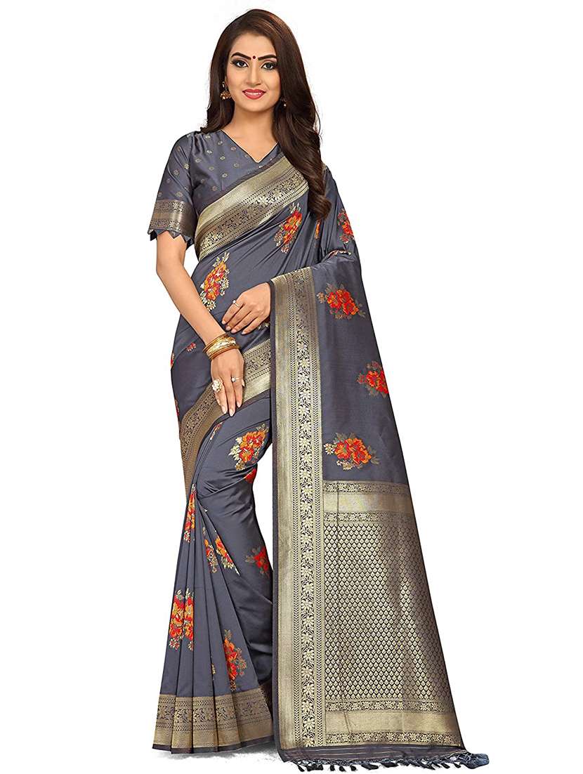 women floral bordered saree with blouse