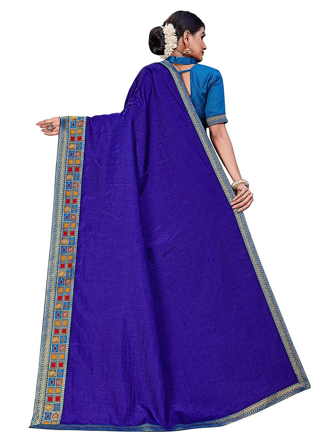 lace detailed solid bordered saree - 19337215 - Standard Image - 1