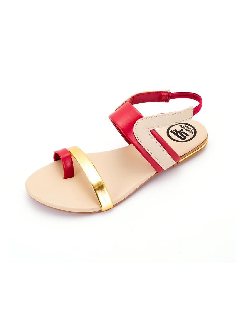 red back strap sandal - 19337358 - Standard Image - 1