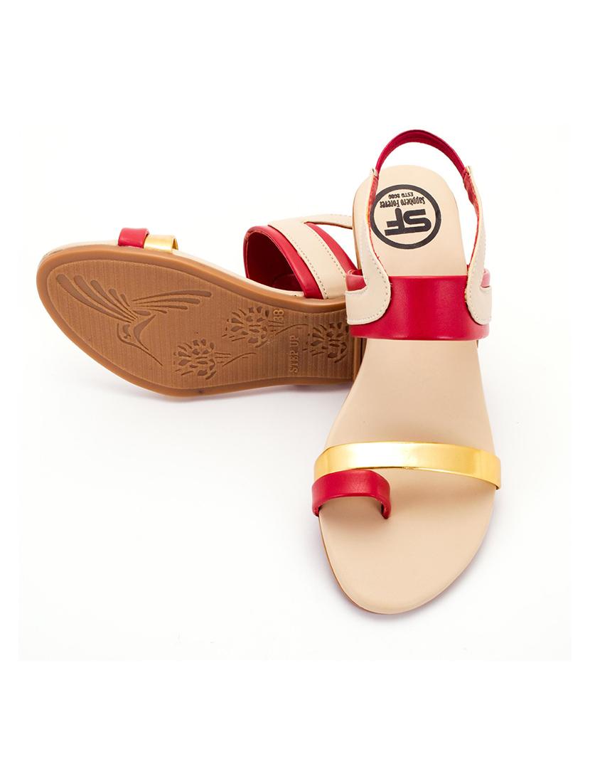 red back strap sandal - 19337358 - Standard Image - 4