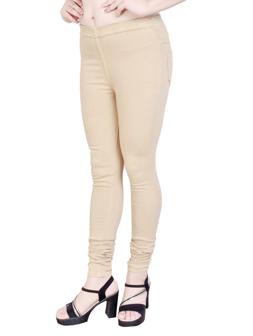 beige cotton blend jeggings - 19338646 - Standard Image - 1