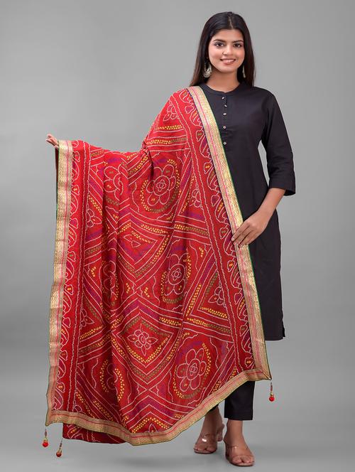 red georgette dupatta - 19341935 - Standard Image - 0
