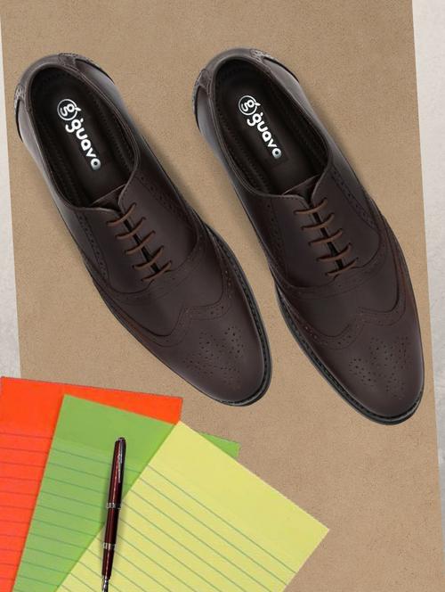 brown leather laceup brouges - 19343030 - Standard Image - 0