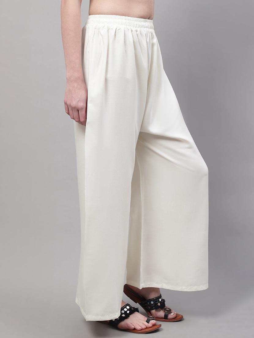 offwhite viscose flared palazzo - 19343055 - Standard Image - 1