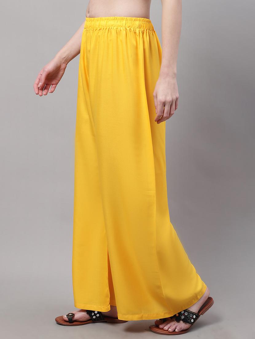 yellow viscose flared palazzo - 19343059 - Standard Image - 1