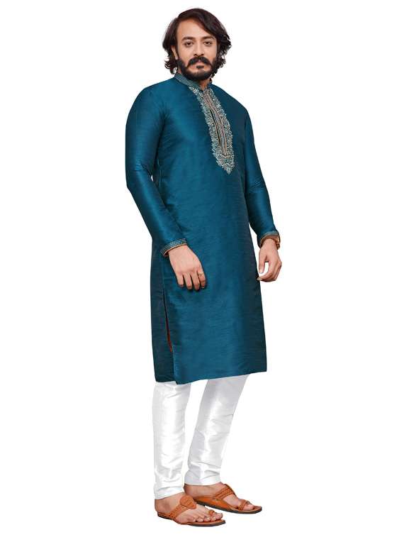 solids cotton kurta pyjama set - 19345583 -  Standard Image - 1
