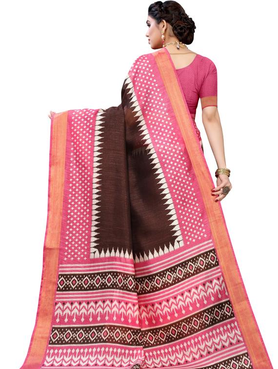 pink printed saree - 19345720 - Standard Image - 1