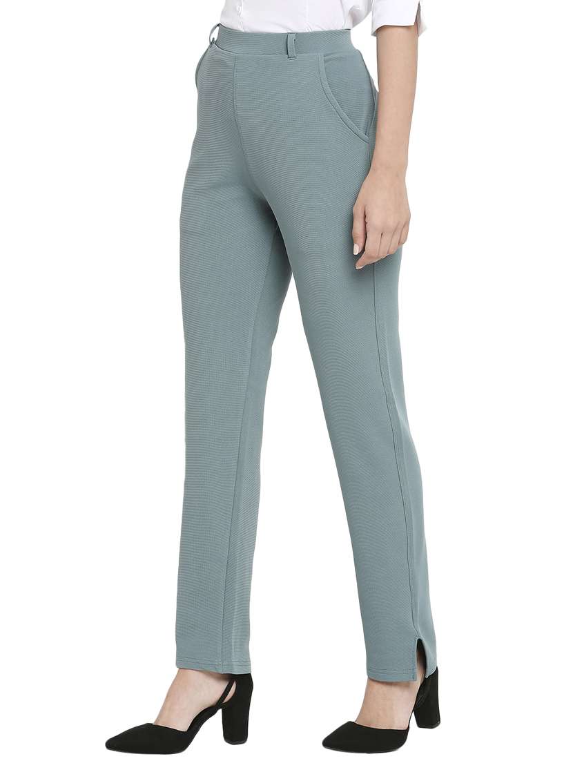green solid peg trouser - 19349321 -  Standard Image - 1