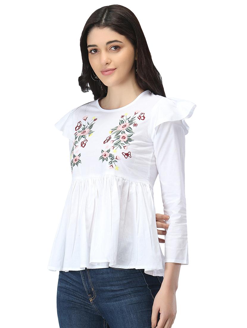white cotton regular top - 19349378 - Standard Image - 1